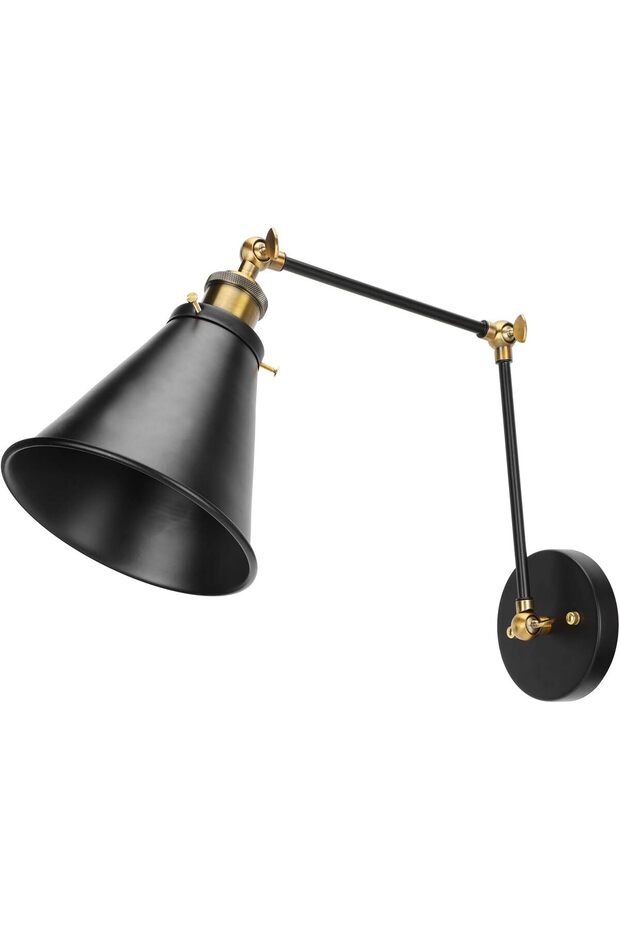 Adjustable E27 Wall Sconce Swing Arm Lamp for Kitchen or Bathroom Lighting Iron Black 1-Pack