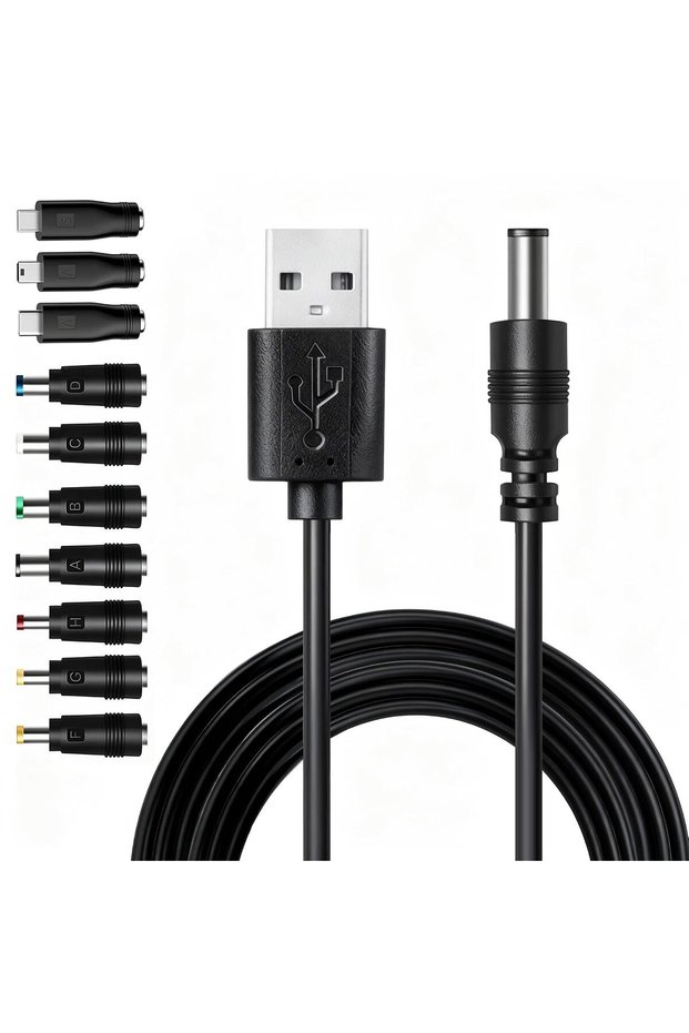 1M USB to DC 5.5x2.1mm Replacement Charging Cable 11 in 1