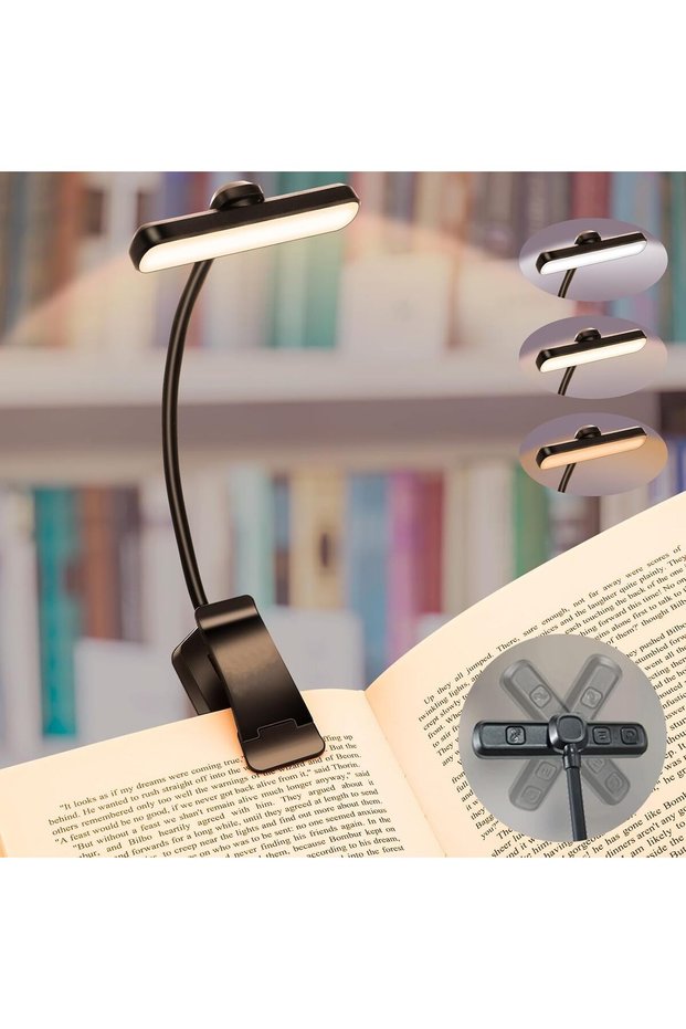 ضوء كتاب قابل لإعادة الشحن للقراءة في السرير مع 24 مصباح LED ووظيفة الذاكرة - يعتني بالعين بثلاث درجات حرارة لونية