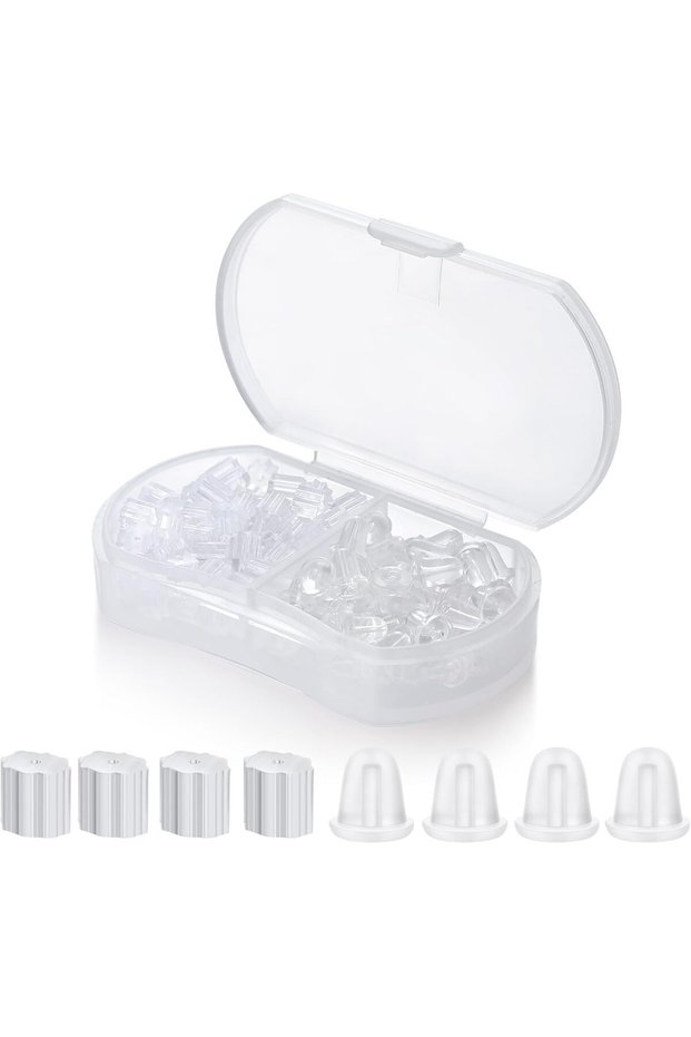 100pcs Clear Silicone Earring Backs – Soft Hypoallergenic Rubber Replacement Ear Studs and Hoops Loc