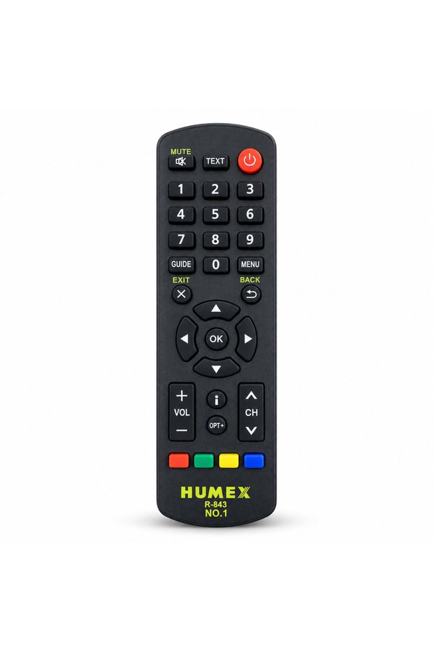 جهاز التحكم عن بعد للتلفزيون HUMEX R-843 مع لوحة مفاتيح رقمية - باللون الأسود.
