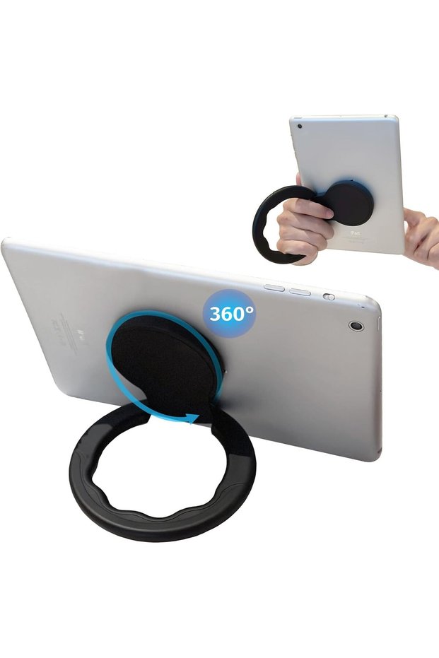 Tablet Stand with Adjustable Hand Strap, 360-Degree Rotating Grip Holder & Stand for Drawing, Compat