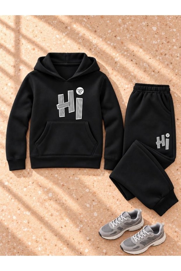 Busekids Unisex Multi-Print Hooded Sweatshirt and Jogger Pants