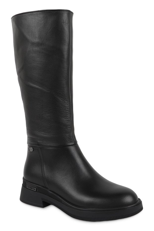 L058.268686 Women's Vintage Genuine Leather Metal-Accented Boots, Long Shaft, and Thick Thermal Sole