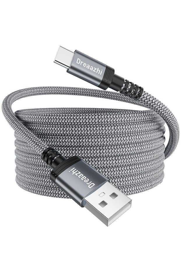 كابل شحن USB C طويل جدًا 5 أمتار، كابل شحن سريع 3.1 أمبير من نوع USB C مضفر لجهاز تحكم PS5، وأجهزة آي بي.