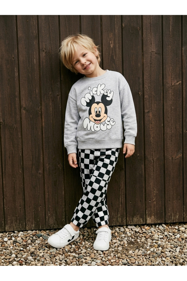 Mickey Mouse-Printed Checked Sweatsuit