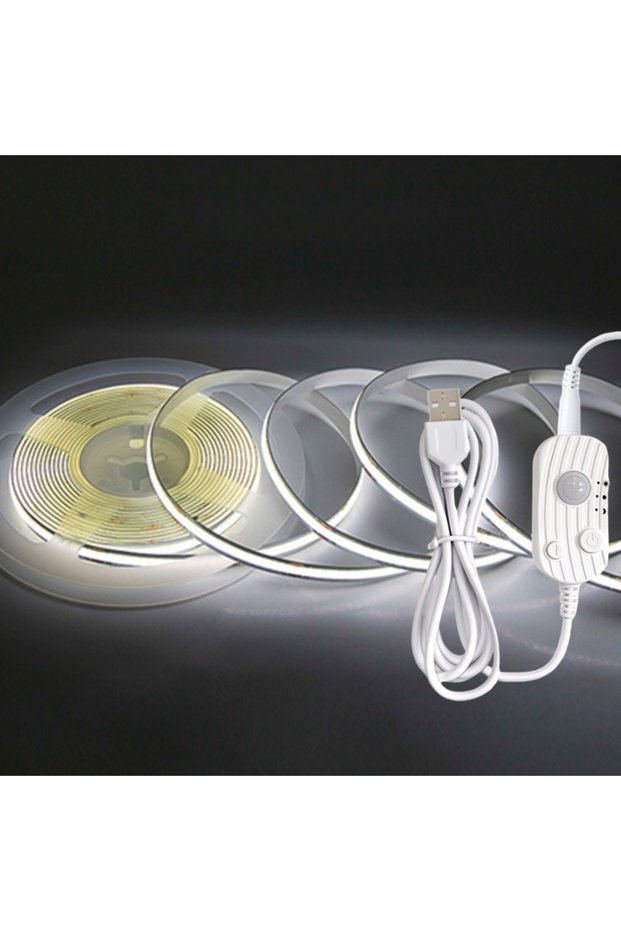 5m White Light DC5V USB Motion Sensor 8mm COB LED Strip 3 Modes Dimmable Induction Night Light for