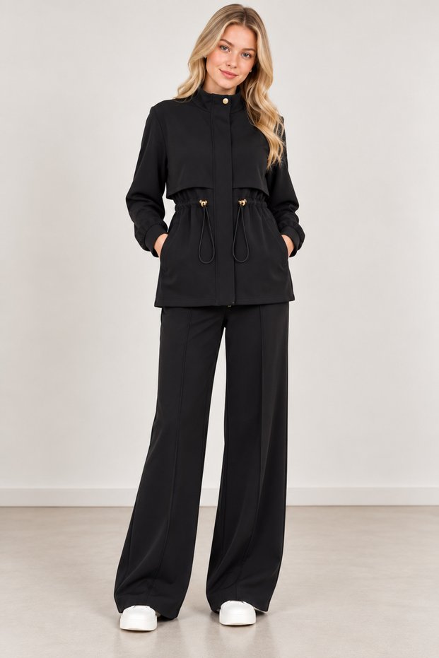 Modal Fabric Two-Piece Set with Ruched Waist and Side Pockets