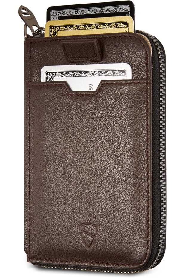 NOTTING HILL Slim Leather Zip Around Wallet, RFID (Brown)