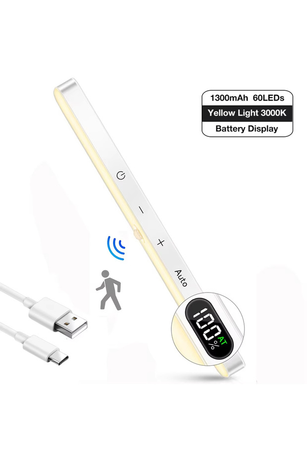 White Yellow Light Wireless Sensor Under Cupboard Light Rechargeable LED Lamp Dimmable Magnetic Type