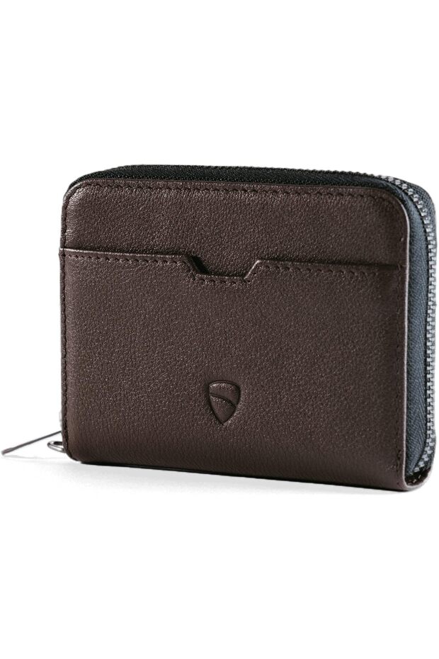 MAYFAIR Minimalist Leather Zip Wallet, RFID Card Holder