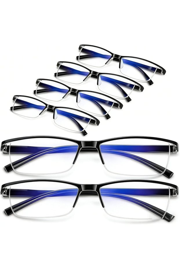 6Pack Reading Glasses Men, Spring Hinge Blue Light Blocking Readers, Anti Eyestrain Computer Magnify