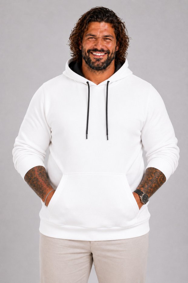 Plus Size Men's Basic Hooded Sweatshirt 11700 ECRU