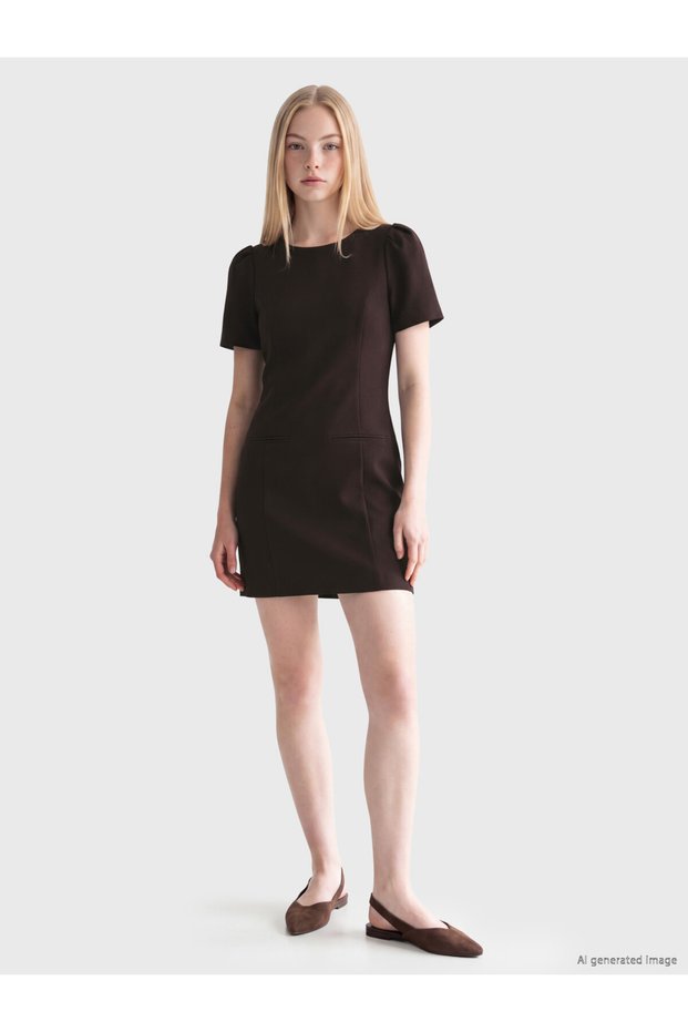 I Balloon Sleeve Waist-Sitting Mini Dress from Freezen Store