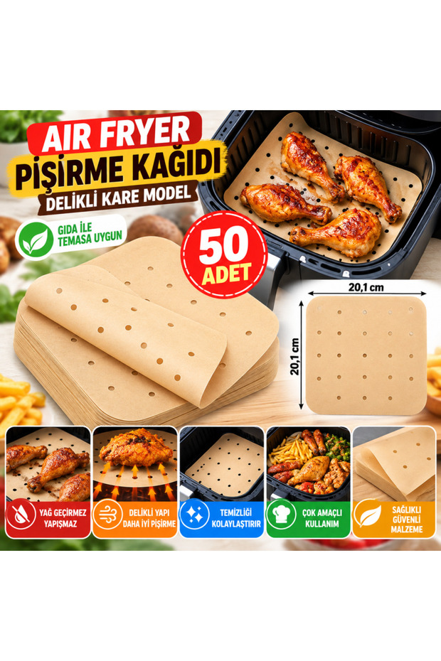 50 Pieces Air Fryer Baking Paper Disposable Air Fryer Non-Stick Oil Paper Perforated Model