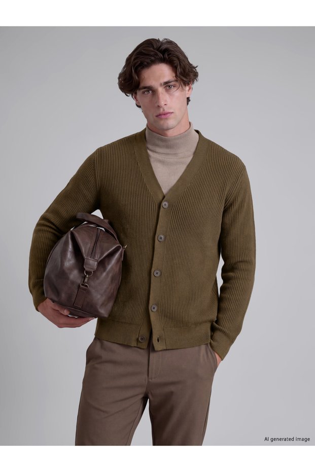 I Standart Fit V Planting Men's Knitwear Cardigan from Freezen Store