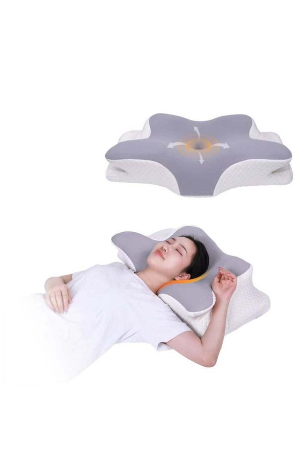 X Shape Memory Foam Cervical Pillow, Ergonomic Contour Neck Support for Side and Back Sleepers