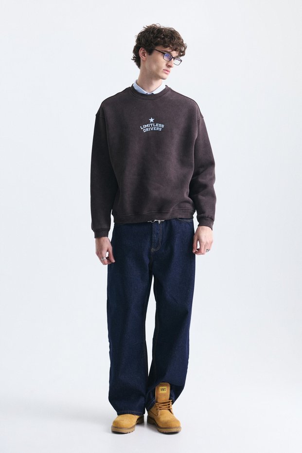Oversized Printed Crew-Neck Sweatshirt