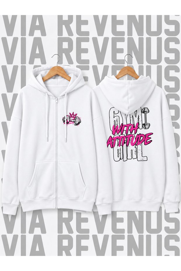 Gym Girl Unisex Zip-Up Hooded Cardigan with Front and Back Prints
