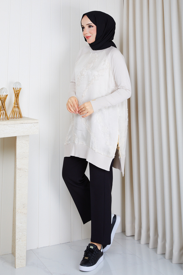 Women's Silk-Cupra Fringed Mercerized Knit Tunic
