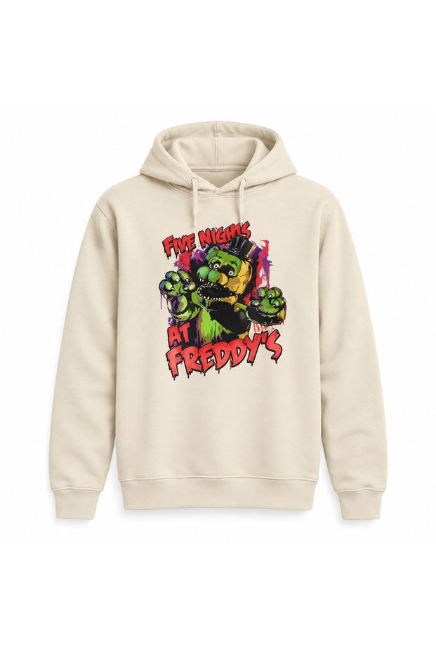 Five Nights at Freddy’s FNAF DTG-Printed Hooded Sweatshirt (No Pockets)