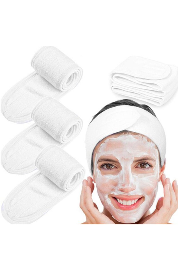 3-Piece Skincare Band Set – Velcro Towel Hair Band, Makeup and Face-Washing Bandana