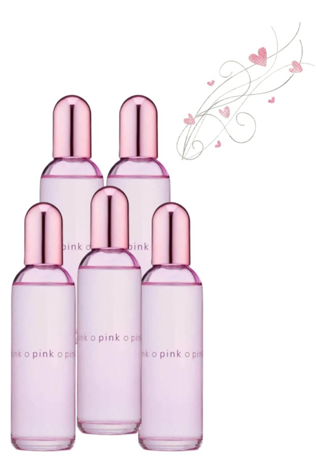 5 عبوات عطر وردي، سعة 100 مل.