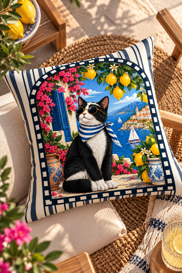 Exotic-Themed Striped Gift-Quality Digitally Printed Single Cushion Cover (1 Piece)