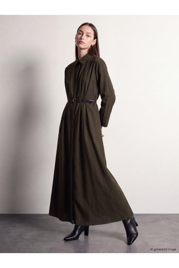 LCW Modest Khaki Plain Standard & Regular Button-Down Shirt Collar Long Shirt Dress—The ALITA CITY Difference