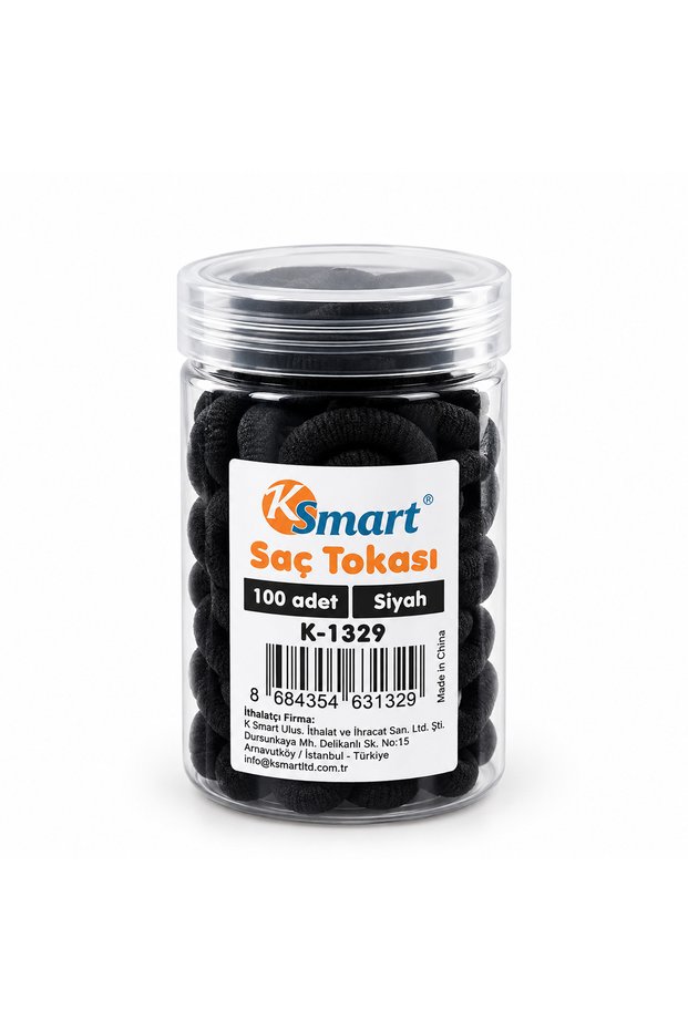 Black rubber hair clips, 100 pieces, pack of 12.