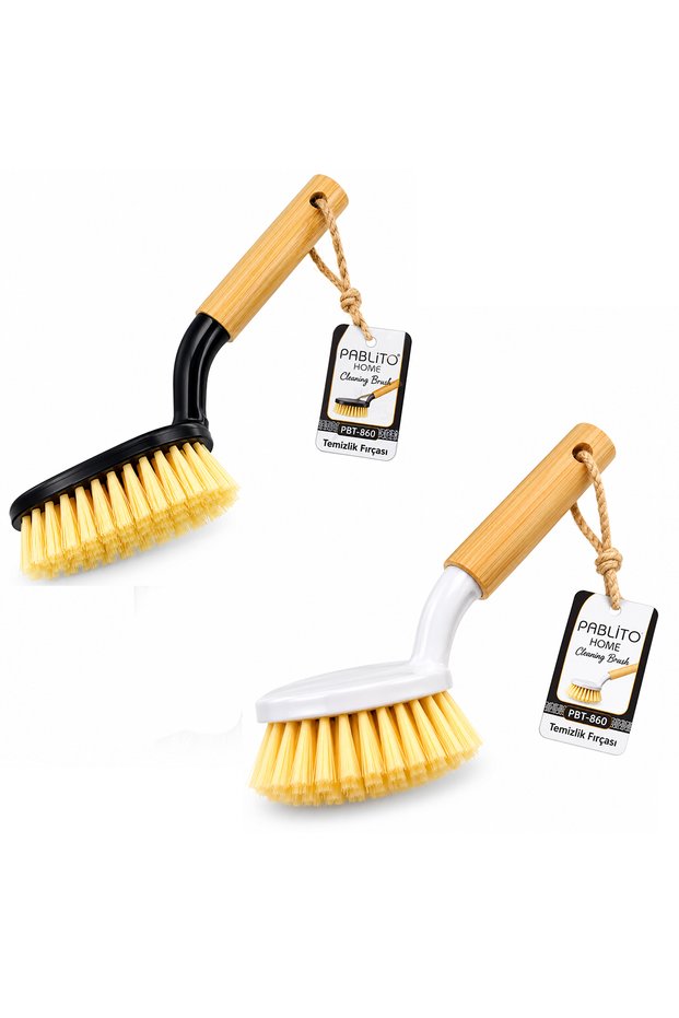 Wooden-handled multi-purpose dish cleaning brush, 1 piece.