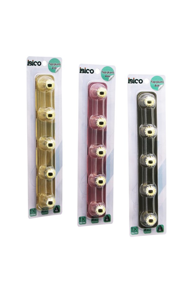 5-arm gold adhesive hanger with dotted ball ends, pack of 12.