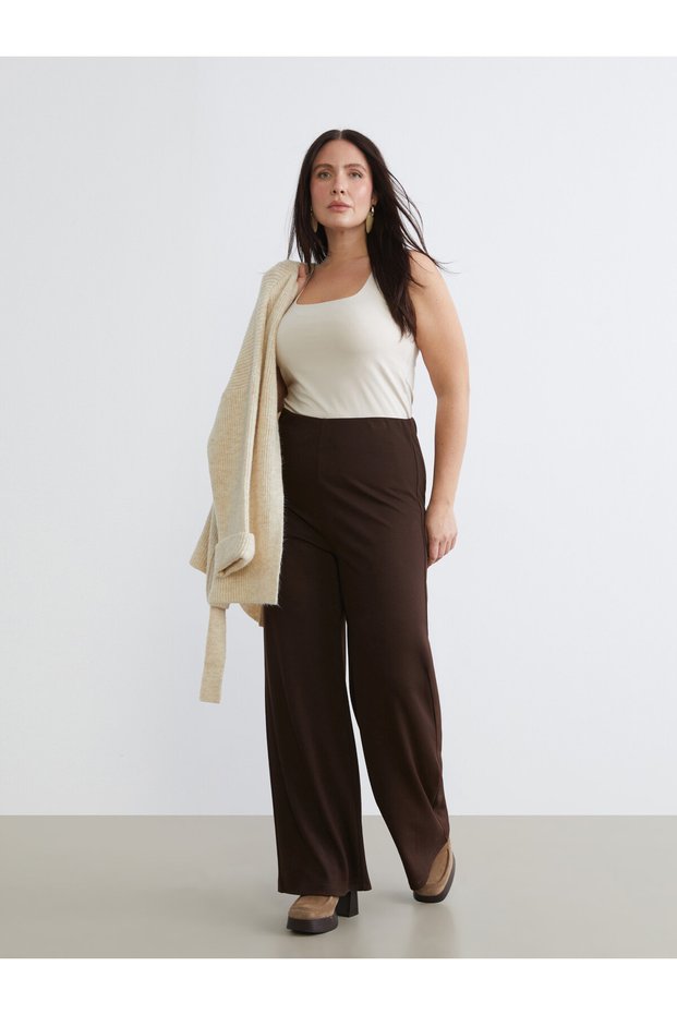 Soulife Brown Interlock Straight-Leg, Loose & Wide-Leg Women's Pants—The ALITA CITY Difference