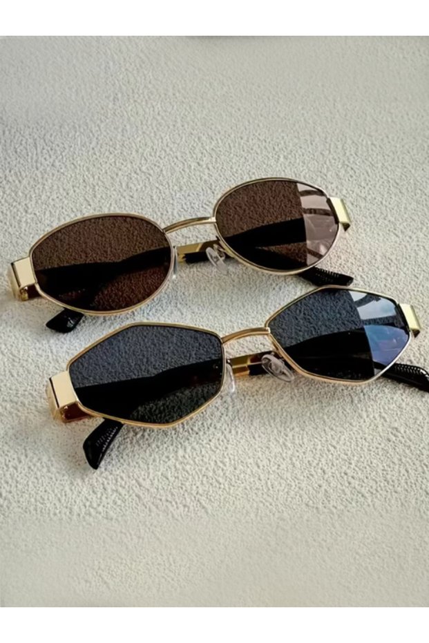 GRAY 2pcs Summer Trendy Glasses Set Rhombus Oval Frame Fashion Glasses Suitable for Daily Commute an