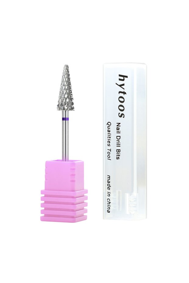 Medium HYTOOS Tree Cone Nail Drill Bits Scales Cross Cut Carbide Bit for Gel & Acrylic Removal Manic