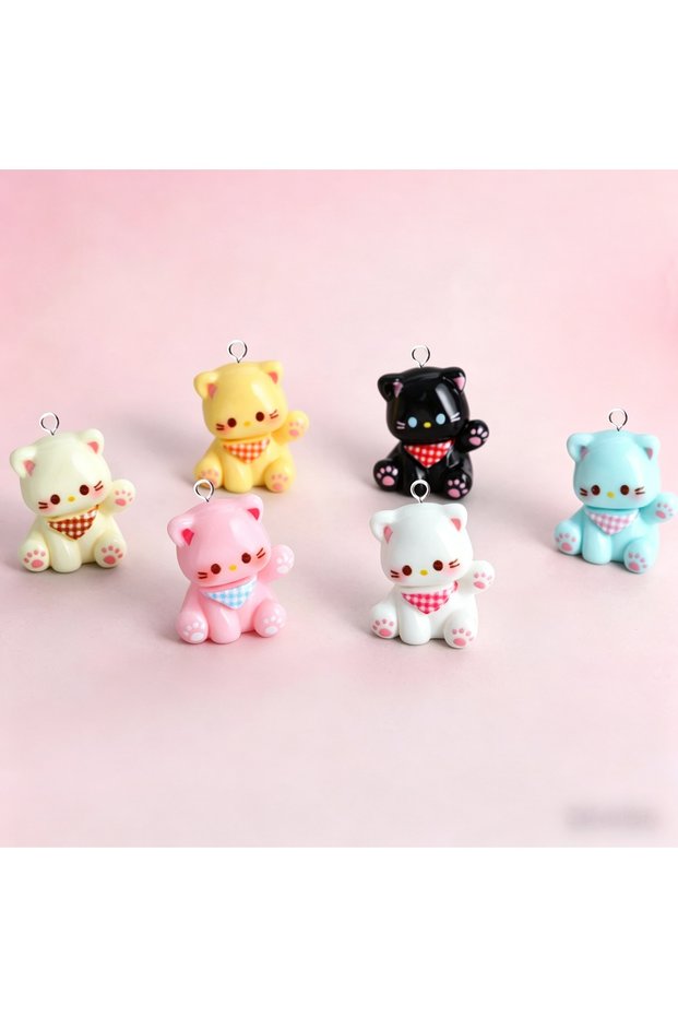 10pcs mix 10Pcs Mini 3D Kitten Resin Pendants, Cute Animal Charms for Handmade Jewelry Making, DIY C