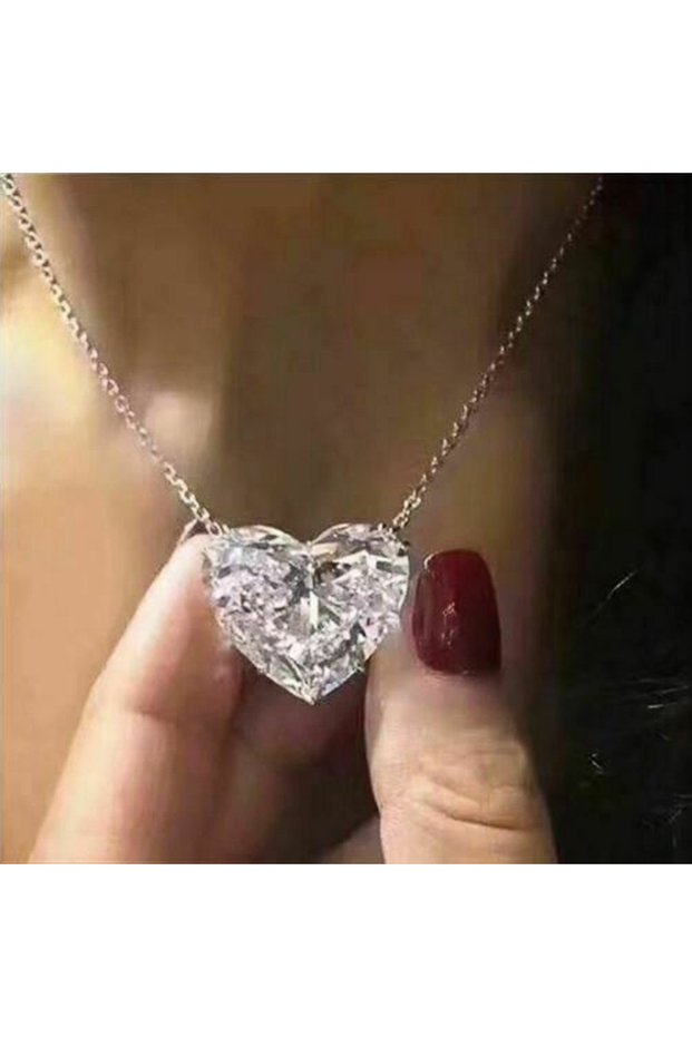 45cm XL146 Huitan Luxury Big Heart CZ Women Pendant Necklaces Simple Versatile Female Party Gift Dai