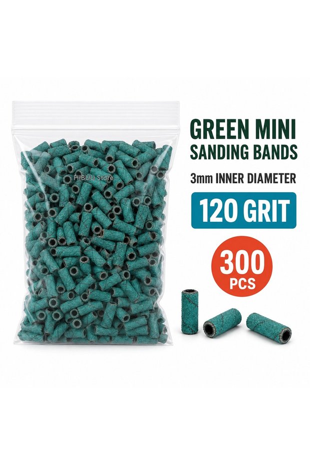 GN-G120-P300 300Pcs 3mm Nail Drill Sanding Bands Set 120 180 240 Grit Mini E-File Sanding Sleeves Na