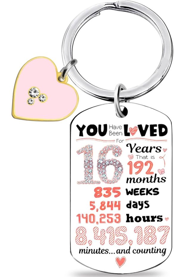 1pc 16-18 Birthday Keychain for Teen Girls – Cute Gift for 16 17 18 Year Old Adolescent Daughter