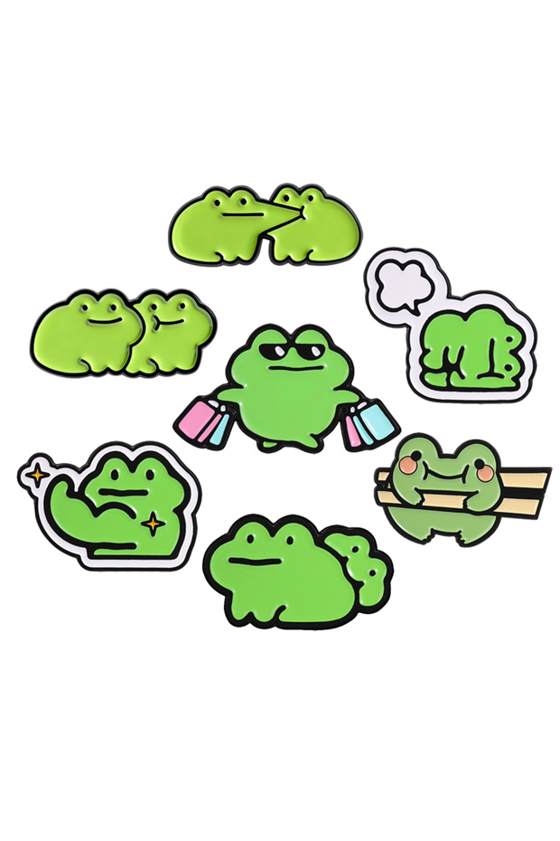 style 10 Cartoon Cute Frog Meme Enamel Pin Funny Playful Shopping Muscles Snuggling Frog Brooch Back