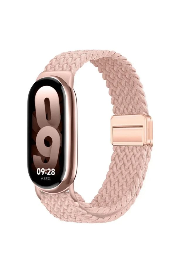 For Mi Band 11 Pink Nylon Braided Loop Strap for Xiaomi Band 11 10 9 8 Magnetic Adjustable Bracelet