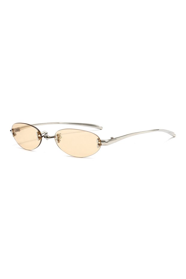 1 Rimless Oval Frame Sunglasses Men Mirror Gradient Decor Shades Women 2026 Trendy Vintage Brand Des