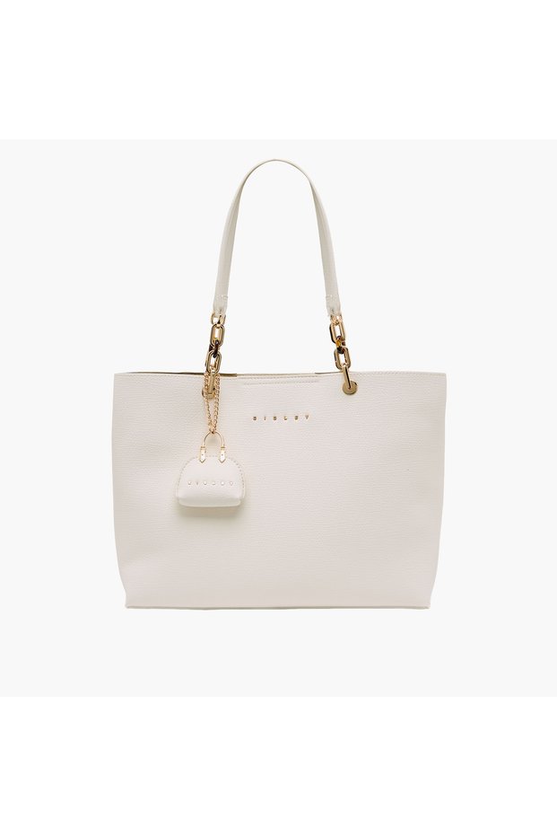 Metallic Accent Tote Bag with Pouch