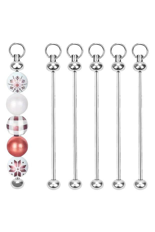 8 PCS Silver 8/16 pcs Beadable Bars Metal Blanks For Diy Crafts Beaded Keychain Kit Bag Pendant Purs