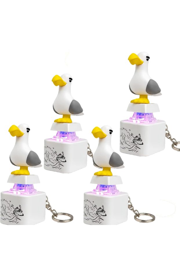 4PCS FTCY Seagull Mine Sound Button Keychain Luminous Sounding Stress Relief Sound Seagull Creative