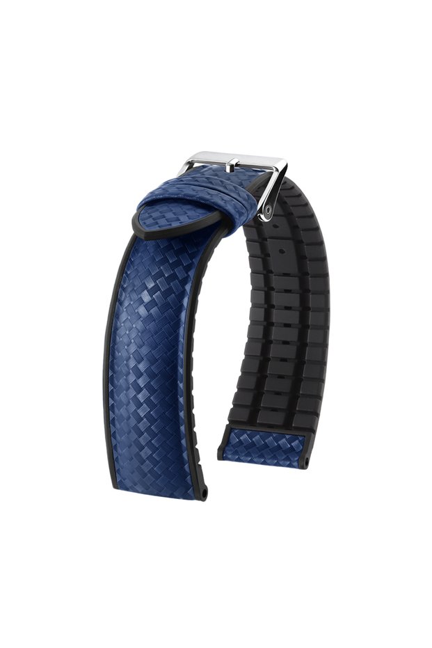 Silver Buckle 20mm Blue New 20mm Carbon Fiber Silicone Band Waterproof Sweatproof Watch Strap for Se