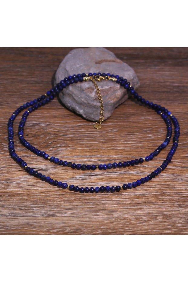 Blue 90cm 1pcs Hot-selling natural stone lapis lazuli spacer bead string necklace, suitable for dail