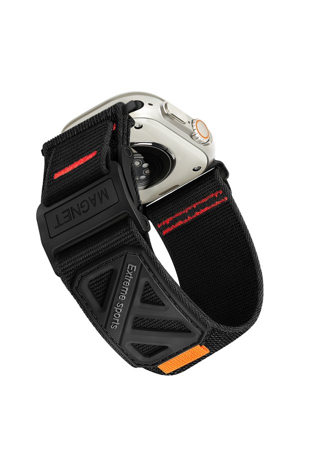 44mm45mm46mm49mm black Suitable for Apple Watch 11/10/9/8/7/6/5/4/SE/Ultra Durable Nylon Magnetic St