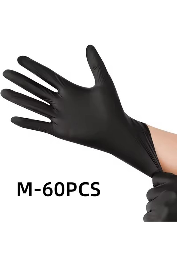 M-60PCS 20/60/100PCS Black Disposable Nitrile Gloves Powder Free Waterproof Gloves for Tattoo Suppli
