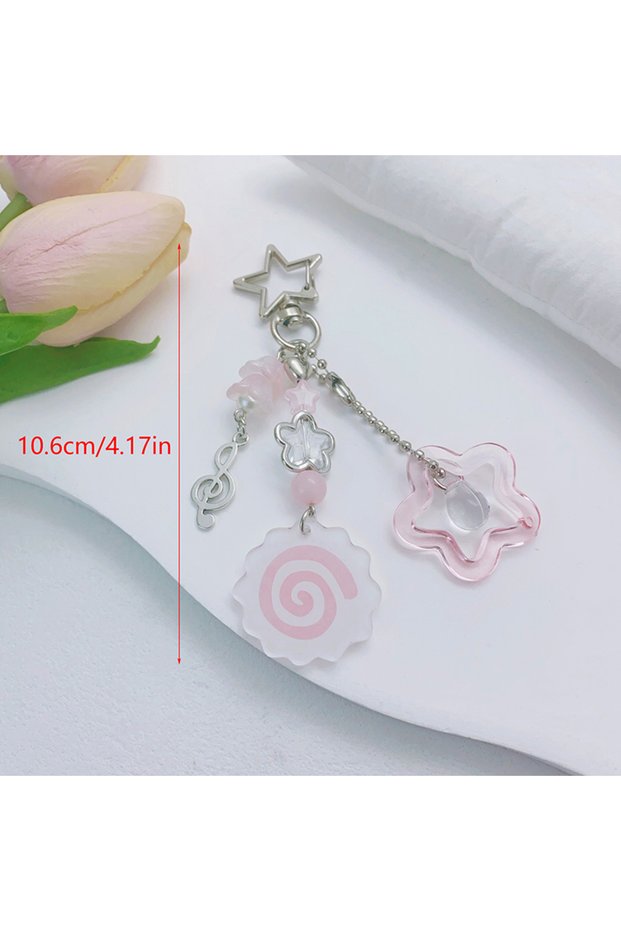 one size Cute Pink Squid Roll Keyring Y2K Creative Fish Cake Keychain Lovely Ornament Key Holder Bac